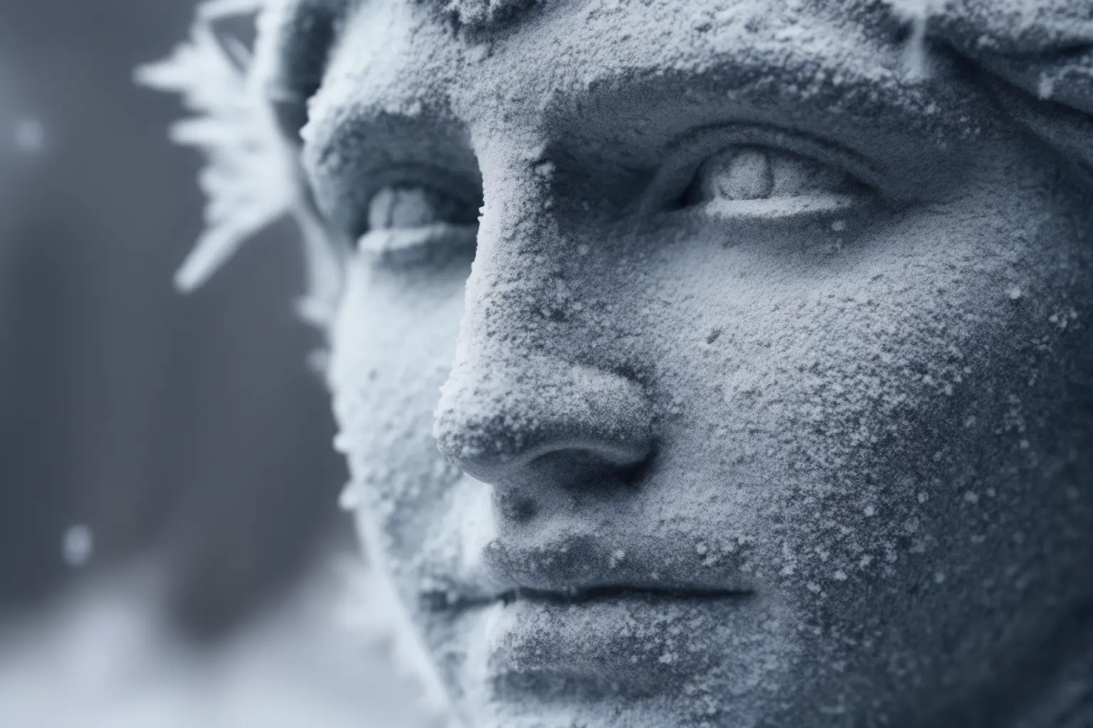 Statue of Liberty covered in ice